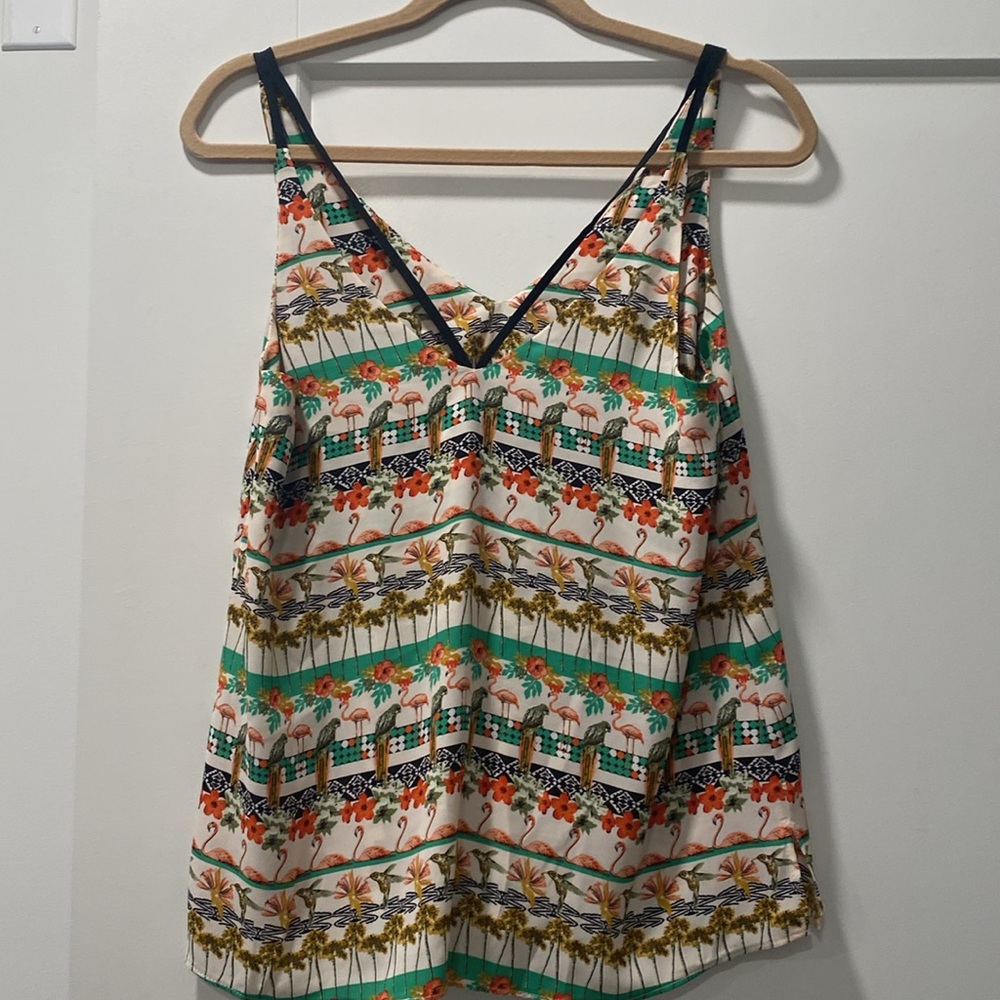 Topshop Flamingo and Floral Print Tank Top